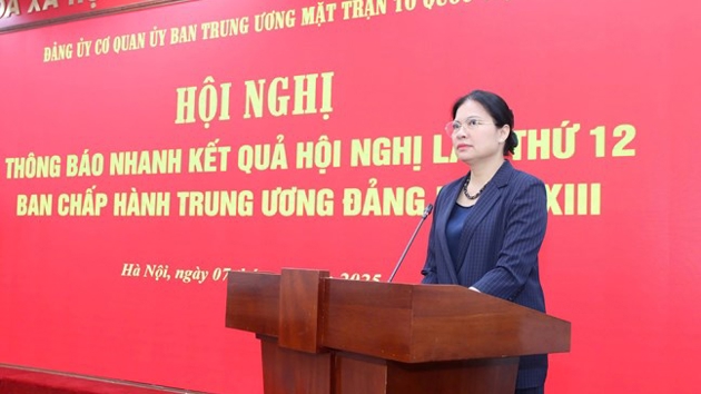 Đảng ủy Cơ quan Ủy ban Trung ương Mặt trận Tổ quốc Việt Nam thông báo nhanh kết quả Hội nghị lần thứ 12, khóa XIII