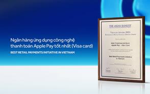 ACB được vinh danh Ngân hàng ứng dụng công nghệ thanh toán Apple Pay tốt nhất