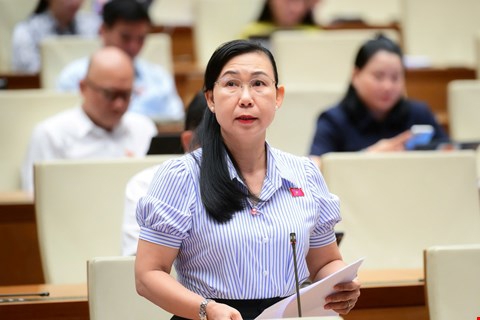 Đại biểu Phan Thị Mỹ Dung, đo&agrave;n ĐBQH tỉnh Long An. Ảnh: Quochoi.vn.