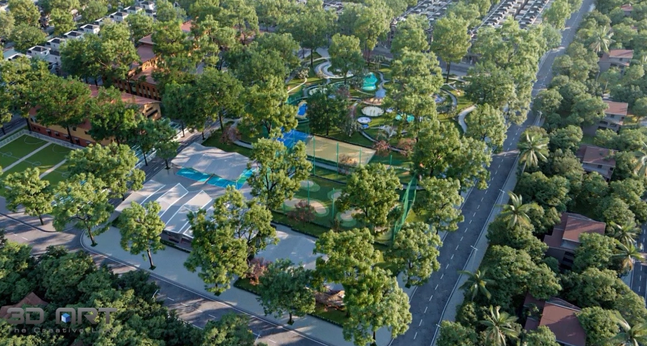 Phối cảnh công viên thể thao đầu tiên tại trung tâm thành phố Vinh trong lòng Khu đô thị Eurowindow Sport Garden.