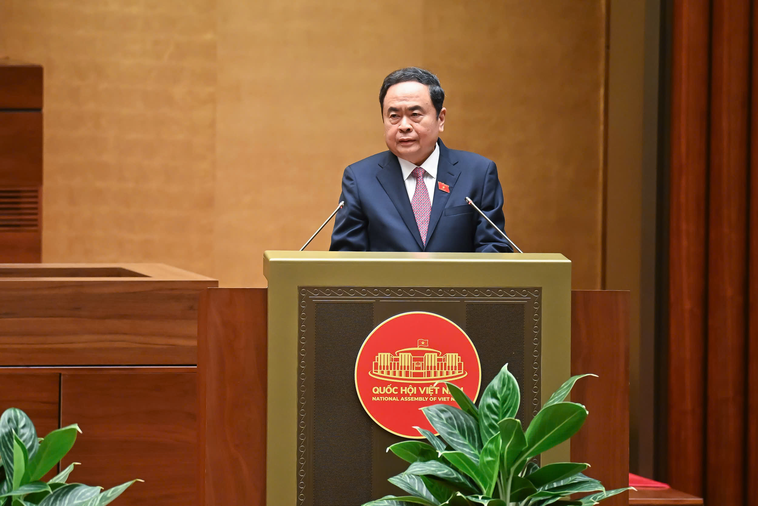 Chủ tịch Quốc hội Trần Thanh Mẫn phát biểu bế mạc Kỳ họp thứ 9, Quốc hội Khoá XV - Ảnh: Quochoi.vn