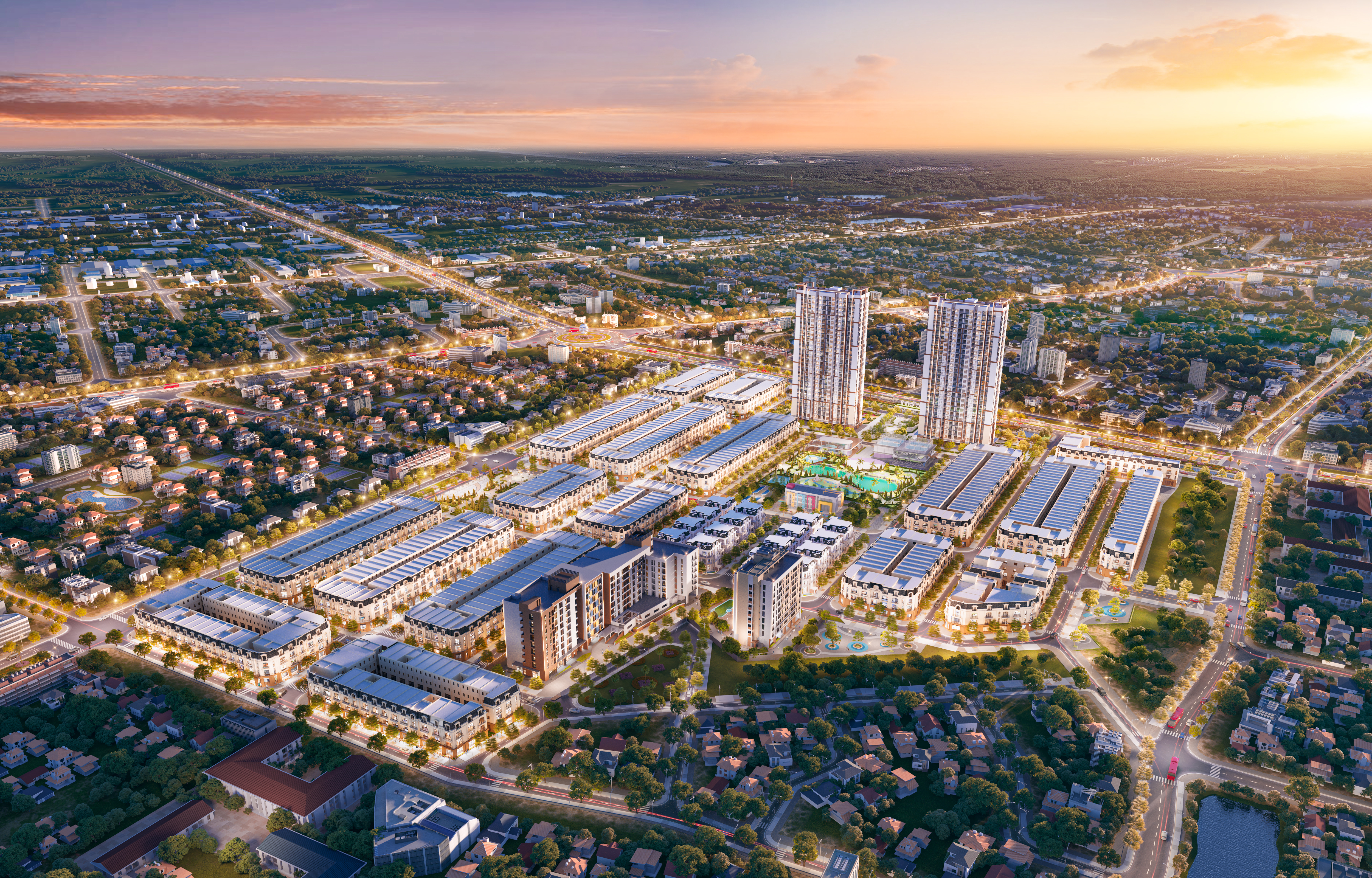 Majestic City có quy mô 17,2ha tại vị trí trung tâm khu công nghiệp Phố Nối - Mỹ Hào.