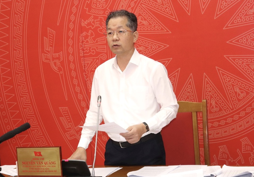 Bí thư Thành ủy Đà Nẵng Nguyễn Văn Quảng phát biểu tại Hội nghị.