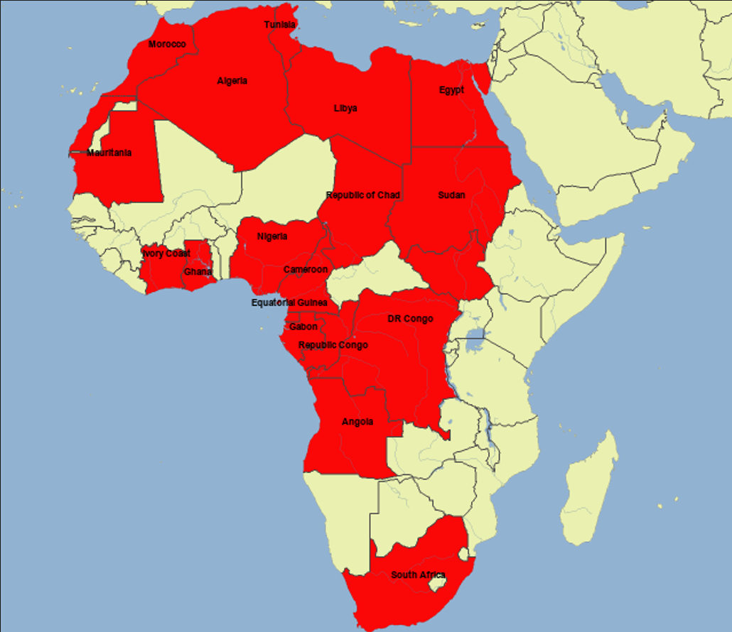 Ch&acirc;u Phi sở hữu khoảng 7&ndash;9% trữ lượng dầu mỏ to&agrave;n cầu, với 18 quốc gia ch&acirc;u Phi sản xuất, đi đầu l&agrave; Libya, Nigeria v&agrave; Algeria. Ảnh: StepMap.