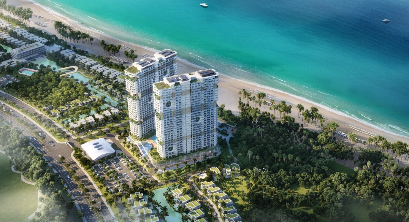 Kiến tr&uacute;c ngoại thất h&agrave;i h&ograve;a với cảnh quan thi&ecirc;n nhi&ecirc;n xung quanh. - Ảnh: Maia Resort Ho Tram.