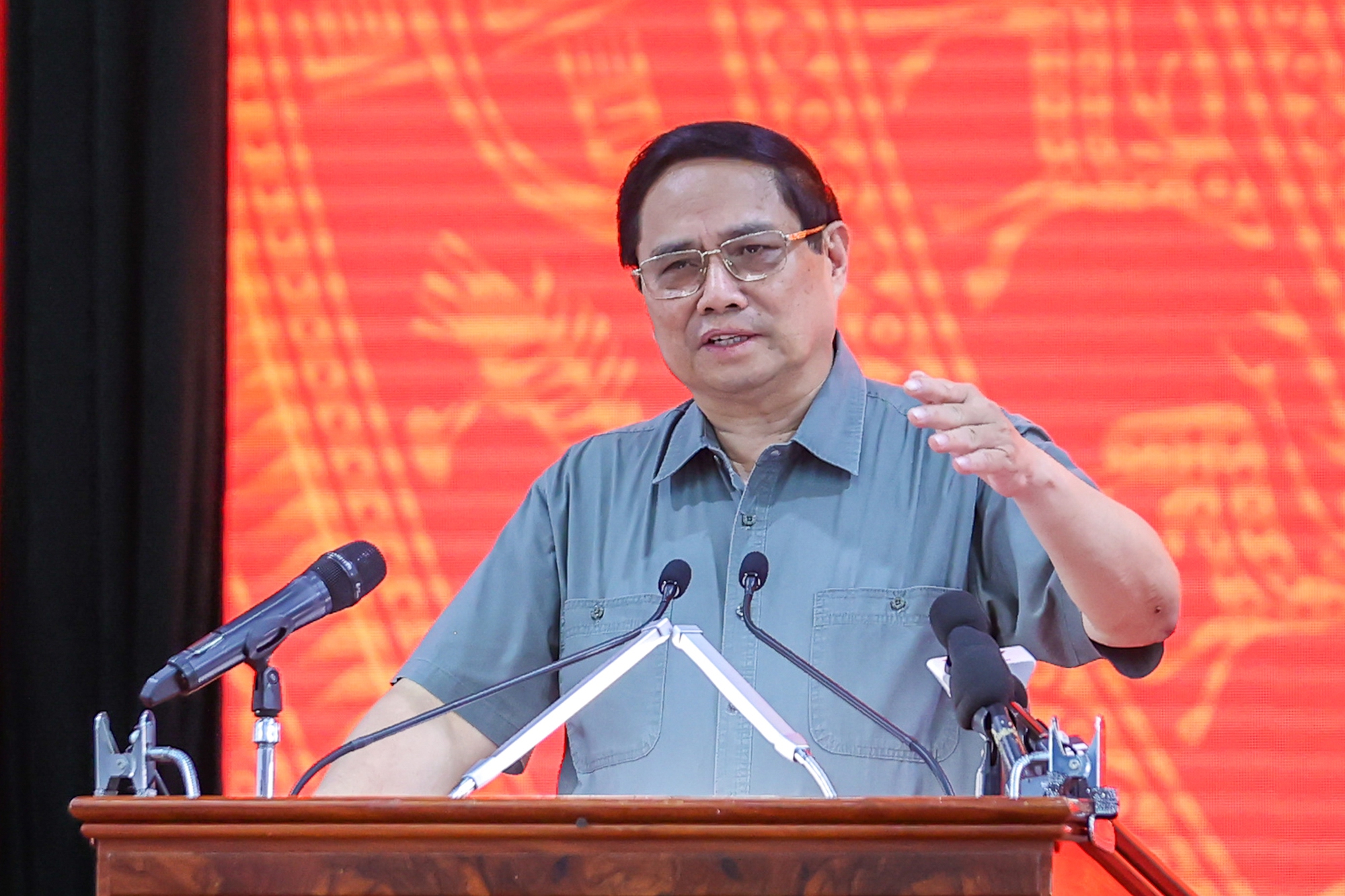 Thủ tướng Chính phủ Phạm Minh Chính chủ trì Hội nghị sáng 13/7 tại TP.Cần Thơ - Ảnh: VGP/Nhật Bắc.