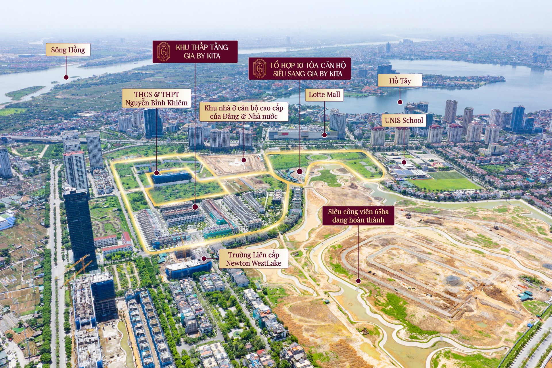 Tọa lạc tại v&ugrave;ng l&otilde;i trục xanh s&ocirc;ng Hồng, GIA by KITA sở hữu vị tr&iacute; đắc địa giữa mạch ph&aacute;t triển mới của H&agrave; Nội. Ảnh: KITA Group.