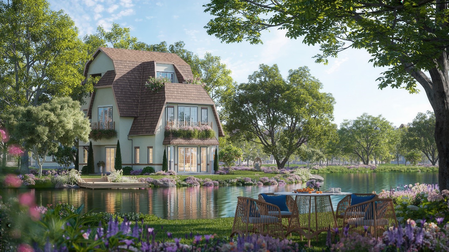 Mỗi m2 x&acirc;y dựng được l&agrave;m m&aacute;t bởi 2m2 mặt nước.