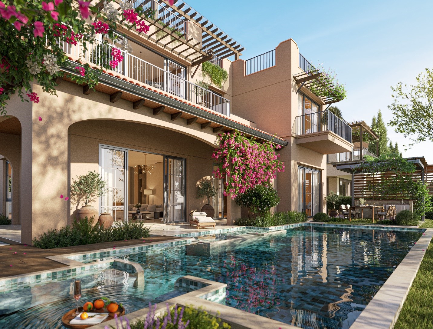 Thi&ecirc;́t k&ecirc;́ The Pearl mang &acirc;m hưởng ki&ecirc;́n trúc Địa Trung Hải.