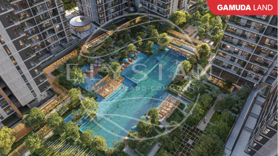 The Elysian high-end apartments complex features over 40 premium amenities, a 6,800 sq m botanical landscape, and 1,190 sq m of water surfaces