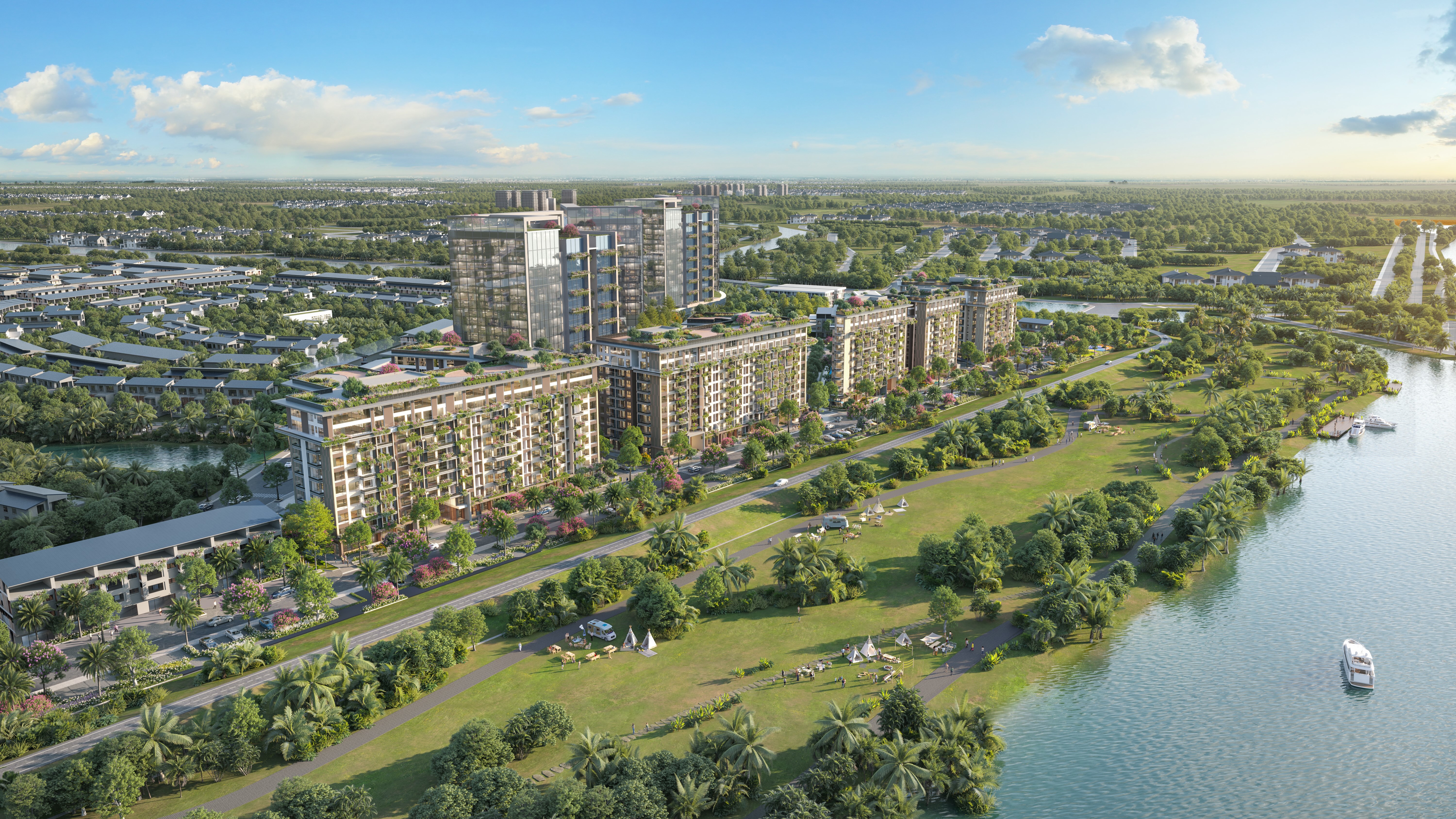 Phối cảnh dự &aacute;n căn hộ cao cấp trung tầng ven s&ocirc;ng Eco Riverside.