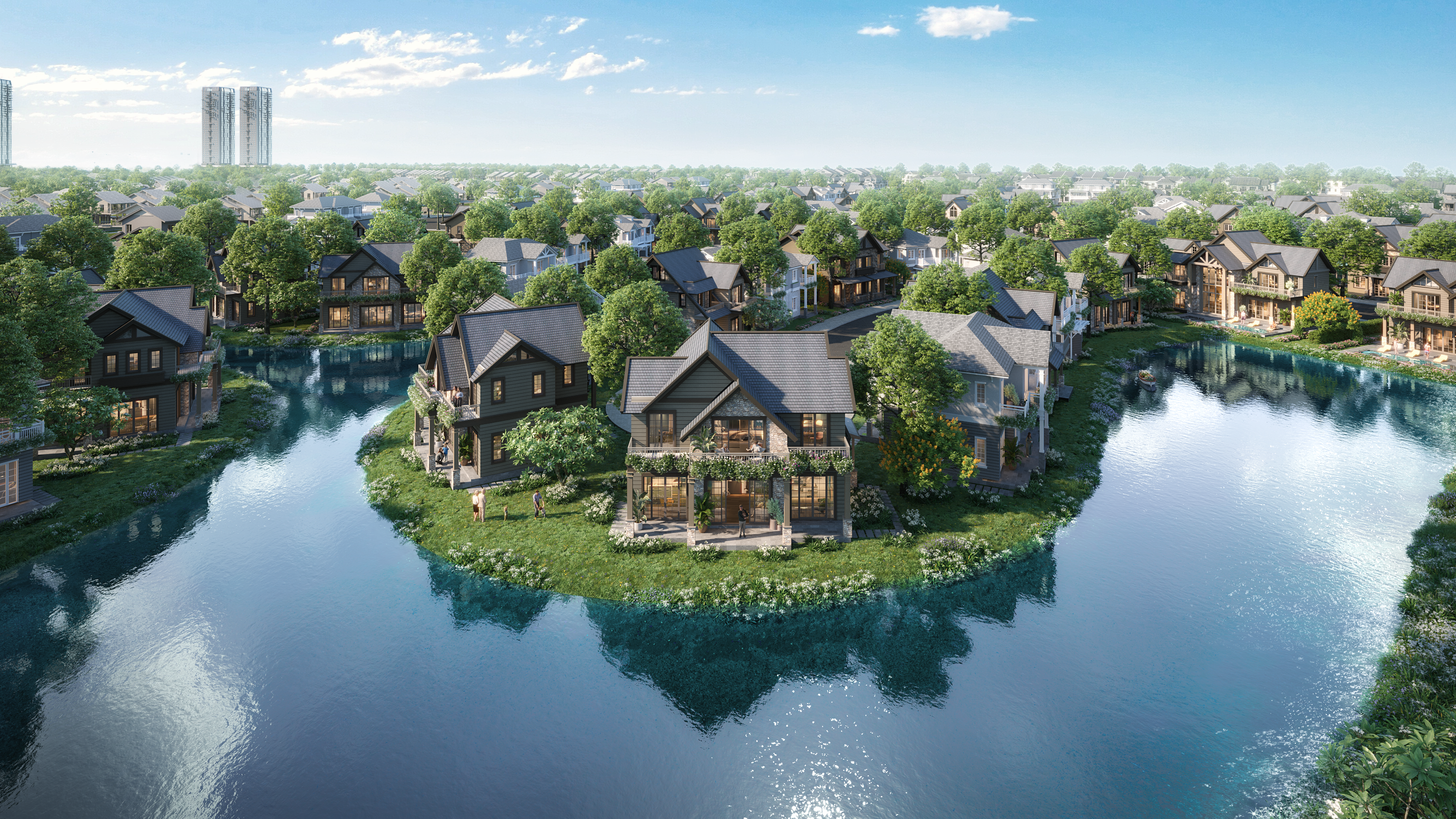 Retreat Island có 15 “ốc đảo” với tầm nhìn triệu đô mở rộng theo hình cánh quạt.