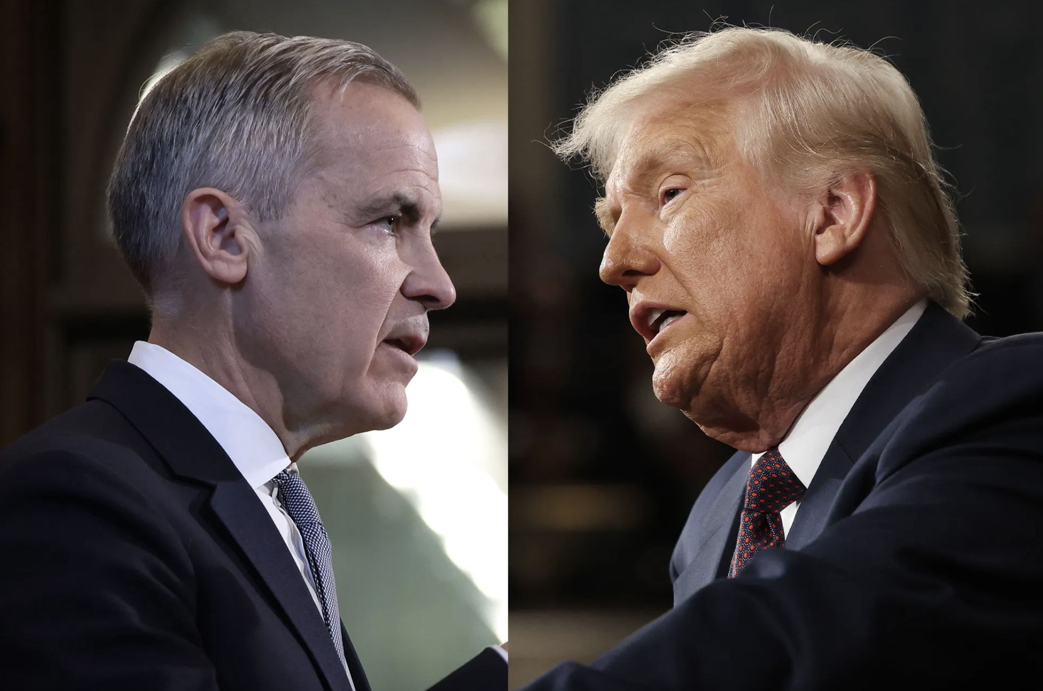Thủ tướng Canada Mark Carney (trái) và Tổng thống Mỹ Donald Trump - Ảnh: Bloomberg.