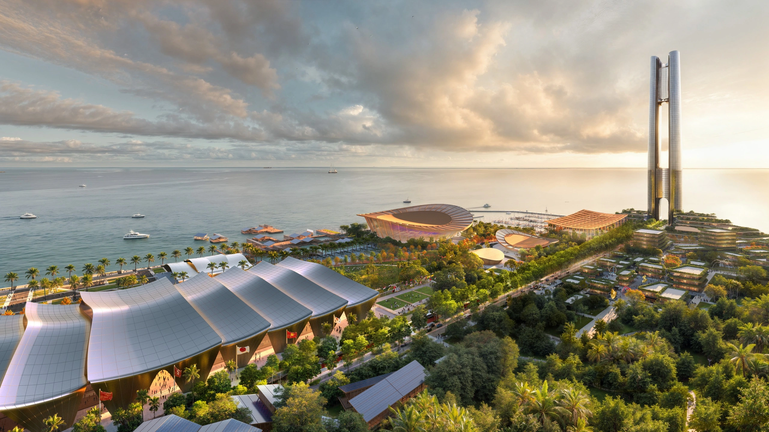 Phối cảnh khu tổ hợp c&aacute;c dự &aacute;n phục vụ APEC 2027.