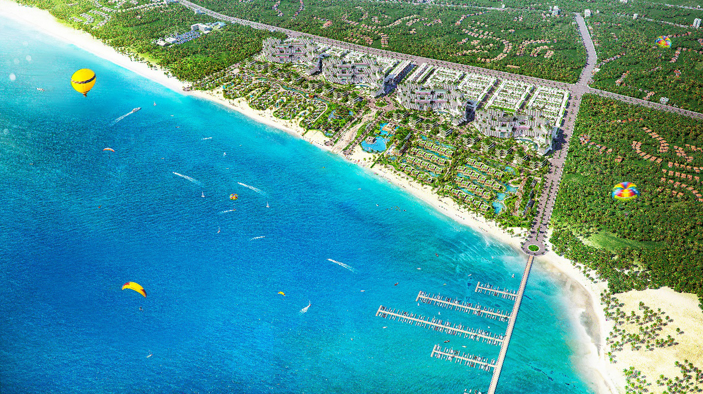 Nằm trên cung đường biển đẹp nhất Việt Nam, Thanh Long Bay là một trong những dự án có quy mô lớn nơi đây với diện tích trên 90 héc-ta.