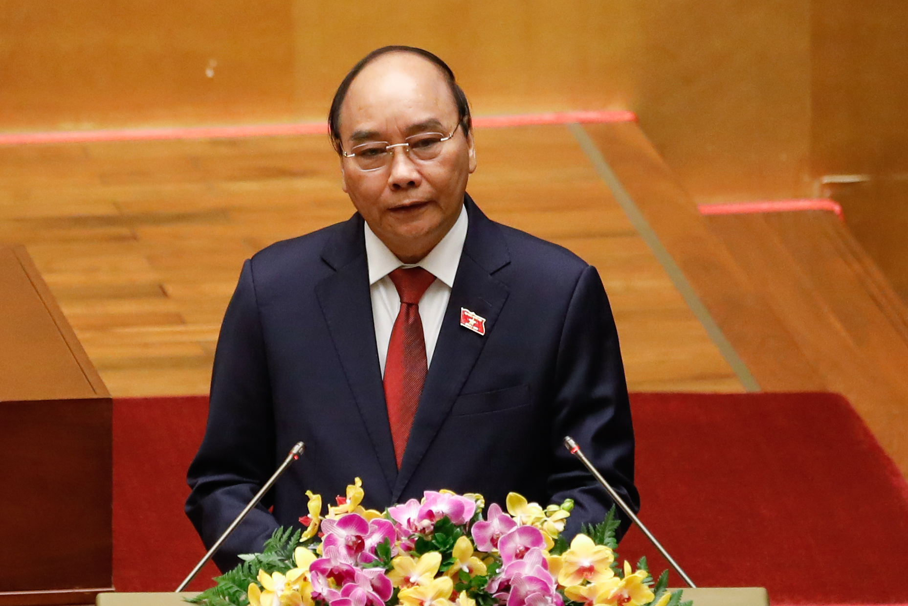 Phát biểu sau lễ nhậm chức, ông Nguyễn Xuân Phúc cảm ơn Quốc hội, các đại biểu đại diện cho cử tri cả nước, đã tín nhiệm bầu ông giữ cương vị Chủ tịch nước Cộng hòa xã hội chủ nghĩa Việt Nam.