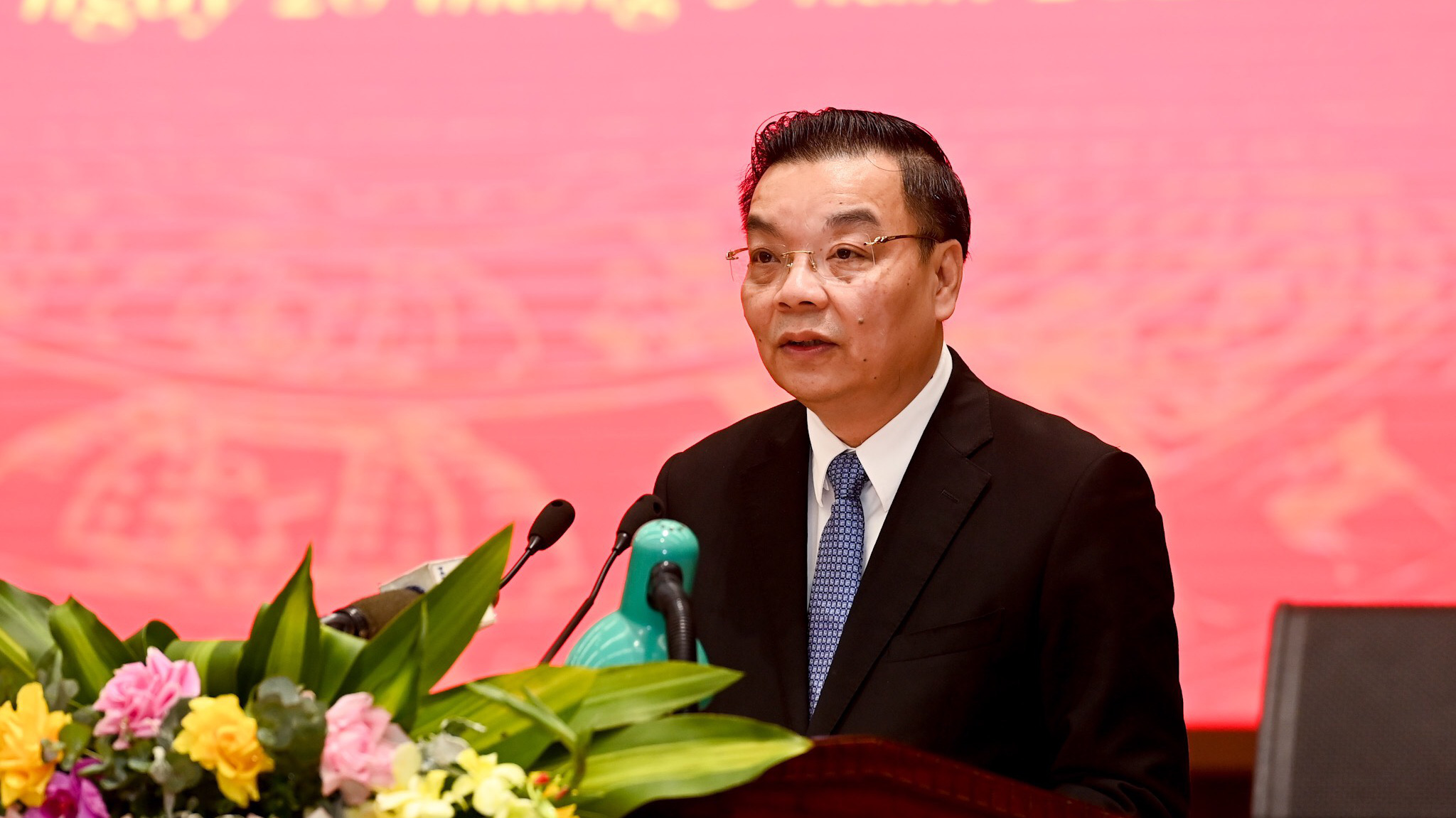 Chủ tịch UBND TP. Hà Nội Chu Ngọc Anh phát biểu tại buổi làm việc với Thủ tướng - Ảnh: VGP