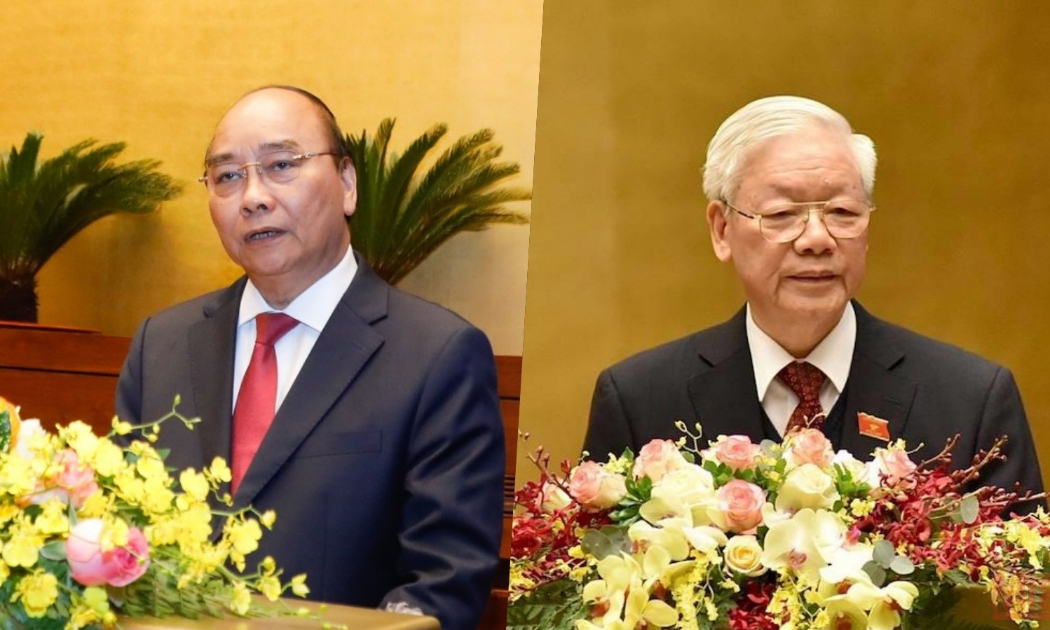 Thủ tướng Chính phủ Nguyễn Xuân Phúc (trái) và Tổng bí thư, Chủ tịch nước Nguyễn Phú Trọng - Ảnh: Quochoi.vn