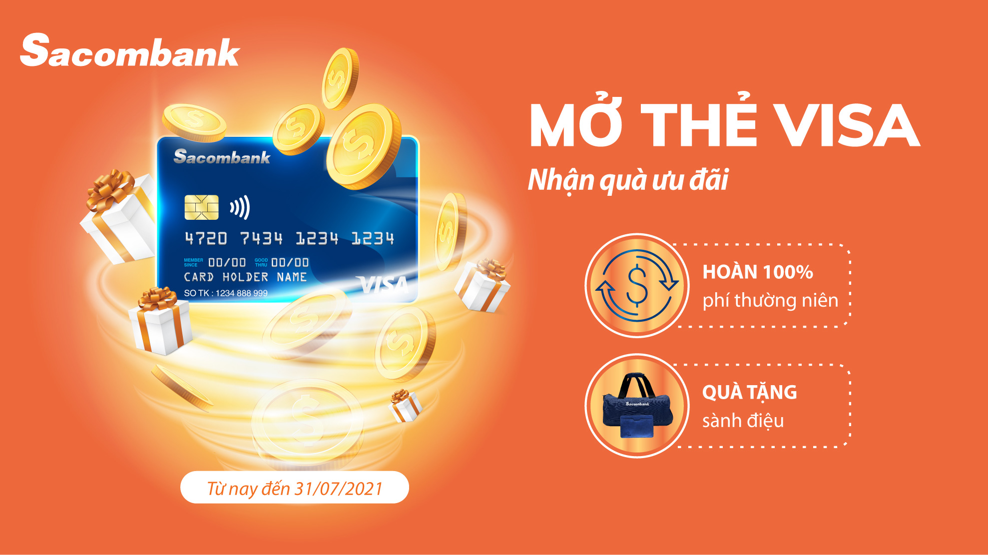 Với thẻ tín dụng Sacombank Visa, khách hàng còn được chi tiêu trước, trả tiền sau với thời gian miễn lãi lên đến 55 ngày mà không cần tài sản đảm bảo.