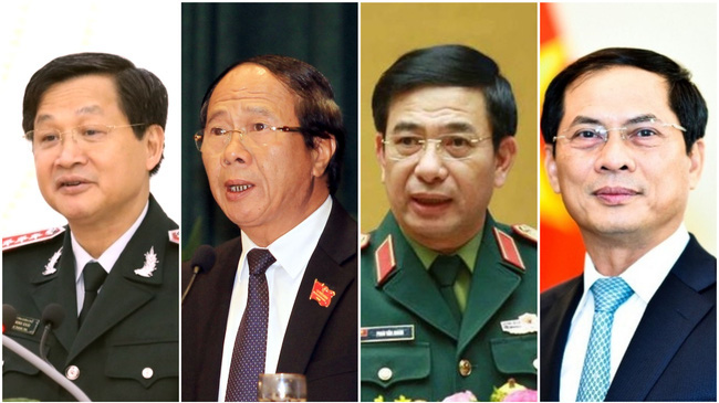 Từ trái sang phải: Phó Thủ tướng Lê Minh Khái, Phó Thủ tướng Lê Văn Thành, Bộ trưởng Bộ Quốc phòng Phan Văn Giang và Bộ trưởng Bộ Ngoại giao Bùi Thanh Sơn - Ảnh: VTV