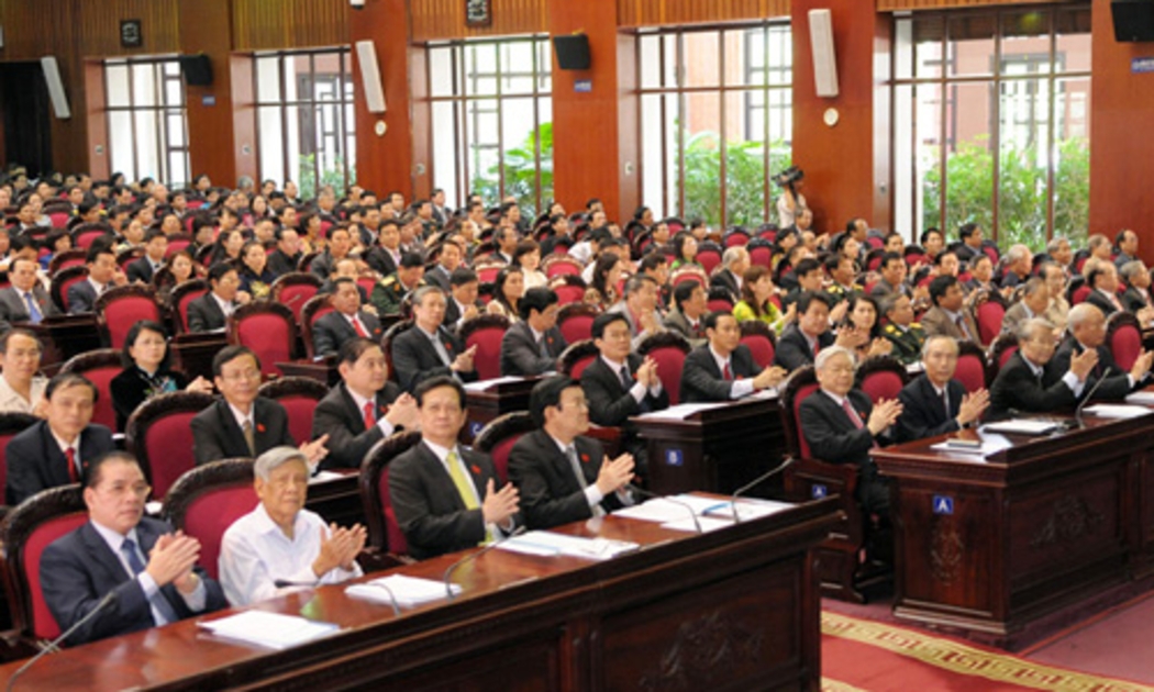 Toàn cảnh hội trường phiên khai mạc kỳ họp thứ 5 Quốc hội khóa 13 - Ảnh: Tuổi Trẻ.<br>