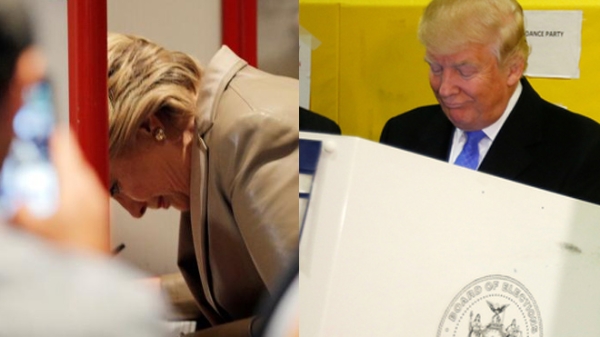 Trump - Clinton đi bỏ phiếu trong cuộc bầu Tổng thống lịch sử