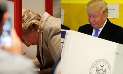 Trump - Clinton đi bỏ phiếu trong cuộc bầu Tổng thống lịch sử