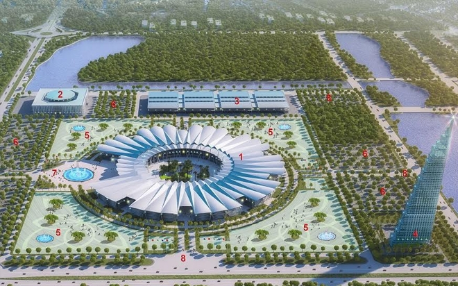 Nguồn tin từ VEFAC cho biết, toàn bộ vật liệu và thiết kế của Trung tâm Hội chợ Triển lãm Quốc gia mới được lựa chọn trên cơ sở tiêu hao năng lượng tối thiểu, sử dụng quang điện, địa nhiệt, các vật liệu chống nóng hiện đại và hài hòa với cảnh quan xung quanh.