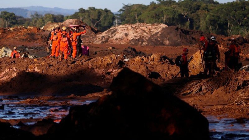 Hiện trường vụ vỡ đập mỏ quặng Vale ở Brazil, ngày 28/1 - Ảnh: Reuters.
