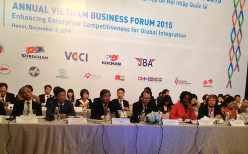 Diễn đàn Doanh nghiệp Việt Nam thường niên 2015 diễn ra tại Hà Nội sáng 1/12.