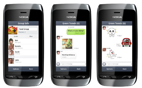 Ứng dụng LINE cho Nokia Asha sẽ có các tính năng thiết yếu như trò chuyện, trò chuyện nhóm, các biểu tượng sticker truyền thống.
