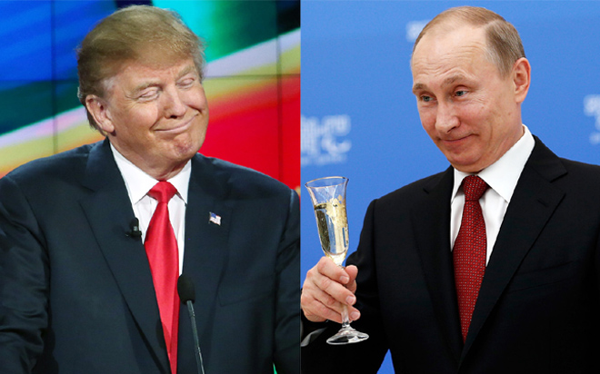 Tổng thống đắc cử của Mỹ Donald Trump và Tổng thống Nga Vladimir Putin.<br>