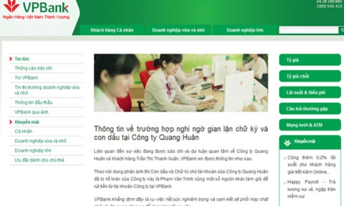 VPBank lên tiếng vụ khách hàng tố mất 26 tỷ