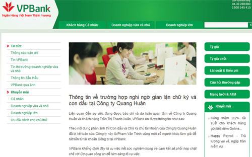 Sau một năm xảy ra vụ việc, VPBank cho biết đang phối hợp cung cấp hồ sơ theo các văn bản của cơ quan điều tra PC46 gửi ngày 25/7/2016 và ngày 1/8/2016.<br>