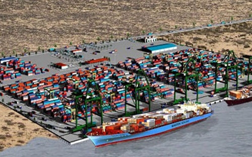 Phối cảnh thiết kế quy hoạch cảng Vân Phong.<br>