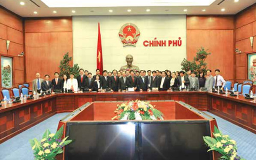 Thành viên Hội Doanh nhân trẻ Việt Nam trong một lần gặp gỡ lãnh đạo Chính phủ.<b><br></b>
