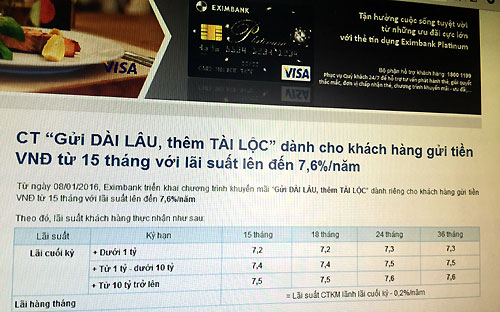 Mức lãi suất cao và thực chất hơn tại Eximbank với 7,6%/năm là điểm mới đáng chú ý trong cạnh tranh huy động đang diễn ra.<br>
