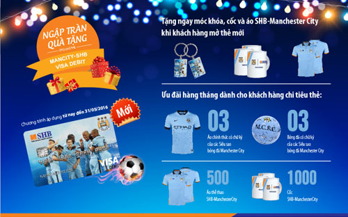 Trong chương trình này, SHB sẽ tặng áo thi đấu chính thức có chữ ký của các siêu sao bóng đá danh tiếng thế 
giới của câu lạc bộ Manchester City như Joe Hat, Aguero hay David Silva…