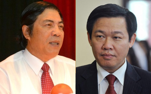 Ông Nguyễn Bá Thanh (bên trái) và ông Vương Đình Huệ.<br>