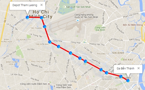  Dự án xây dựng tuyến metro số 2 (Bến Thành - Tham Lương) có tổng chiều dài 11,322 km.