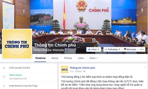 Chinhphu.vn đã lên Facebook