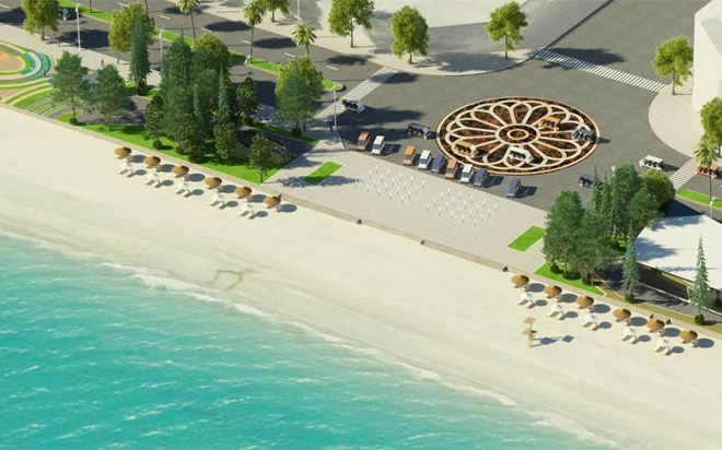 Một bản vẽ phối cảnh dự án chỉnh trang và xây dựng không gian ven biển trên tuyến đường Hồ Xuân Hương.