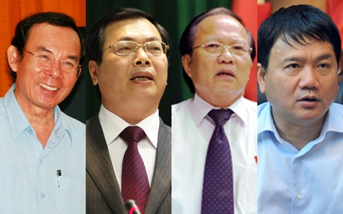 Từ trái sang phải, các bộ trưởng: Nguyễn Văn Nên, Vũ Huy Hoàng, Hoàng Tuấn Anh và Đinh La Thăng.<br>