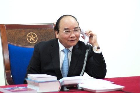 Thủ tướng Nguyễn Xuân Phúc điện đàm với Tổng thống Mỹ đắc cử Donald Trump, ngày 14/12/2016 - Ảnh: VGP.<br>