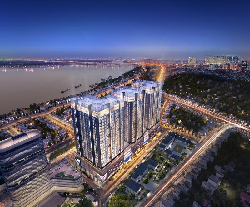 Tòa T2 sở hữu tầm nhìn đẹp nhất toàn khu dự án: một mặt hướng ra sông Hồng, một mặt hướng về không gian xanh. <br>