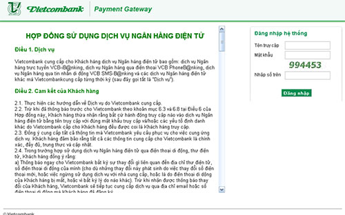 Vietcombank khuyến cáo khách hàng thường xuyên thay đổi mật khẩu 
truy cập dịch vụ ngân hàng trực tuyến (tối thiểu định kỳ 3 tháng/lần). 