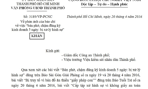 Tp.HCM yêu cầu xử lý dứt điểm vụ “bán phở bị khởi tố”
