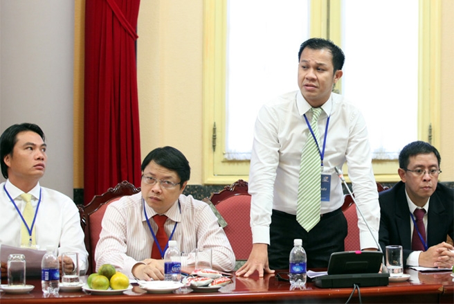 Giám đốc chiến lược FPT (người đứng) tại buổi gặp mặt với Chủ tịch nước, sáng 31/8 - Ảnh: TT