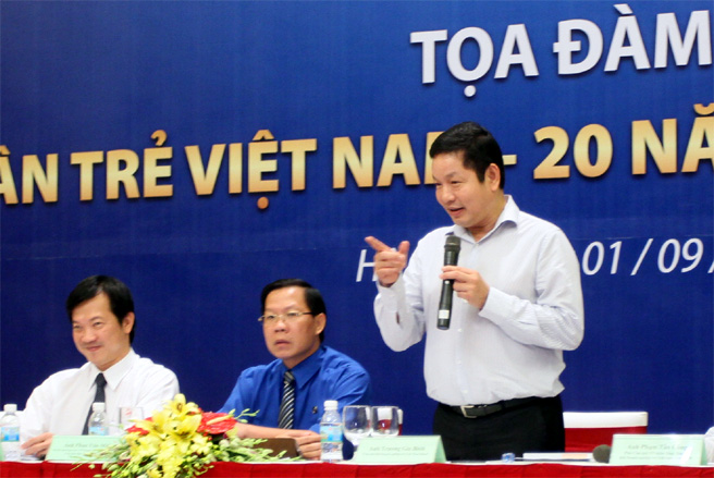 Doanh nhân Trương Gia Bình nhấn mạnh vai trò truyền cảm hứng và thổi bùng chí khí của Hội Doanh nhân trẻ - Ảnh TT.