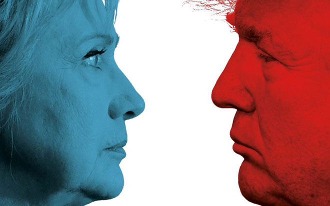 Theo kết quả các cuộc thăm dò dư luận, khoảng cách dẫn trước của bà 
Clinton so với ông Trump đã rút ngắn trong khoảng một tuần trở lại đây. 
Điều này khiến những nhà đầu tư không muốn Trump trở thành Tổng thống Mỹ
 hốt hoảng - Ảnh: Economist.<br>